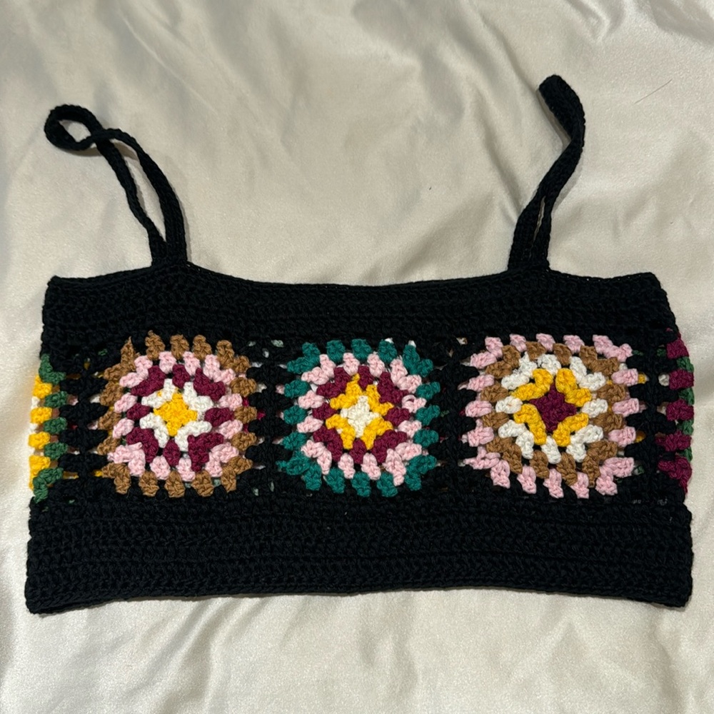 Boohoo premium patchwork crochet maxi bralet S